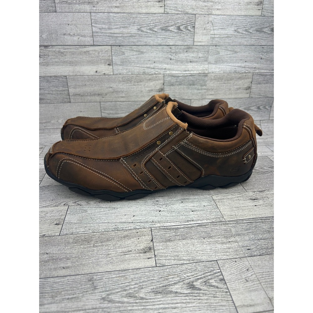 Skechers Mens Relaxed Step 61779 Brown Leather Loafers Slip On Shoes Size 13 - Picture 5 of 13